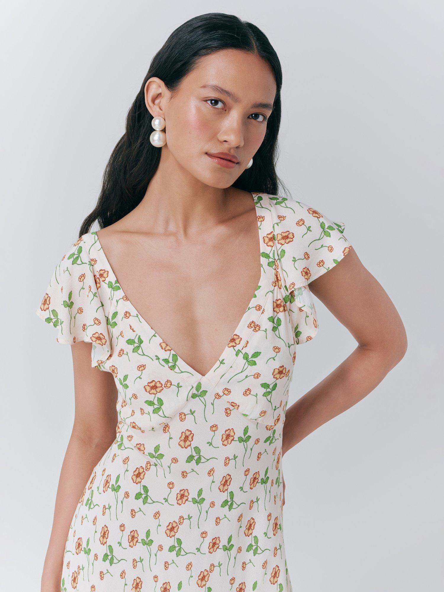 Product image 4 of 5, which shows Ghost Maya V-Neck Floral Dress, Marina, S