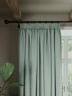 John Lewis Rustic Basketweave Pair Blackout Lined Pencil Pleat Curtains, Duck Egg