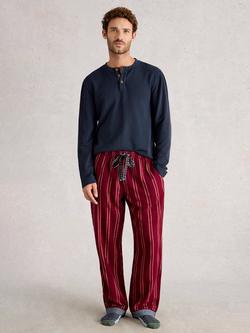 White Stuff Moorland Stripe Cotton Pyjama Bottoms, Dk Plum, Dk Plum