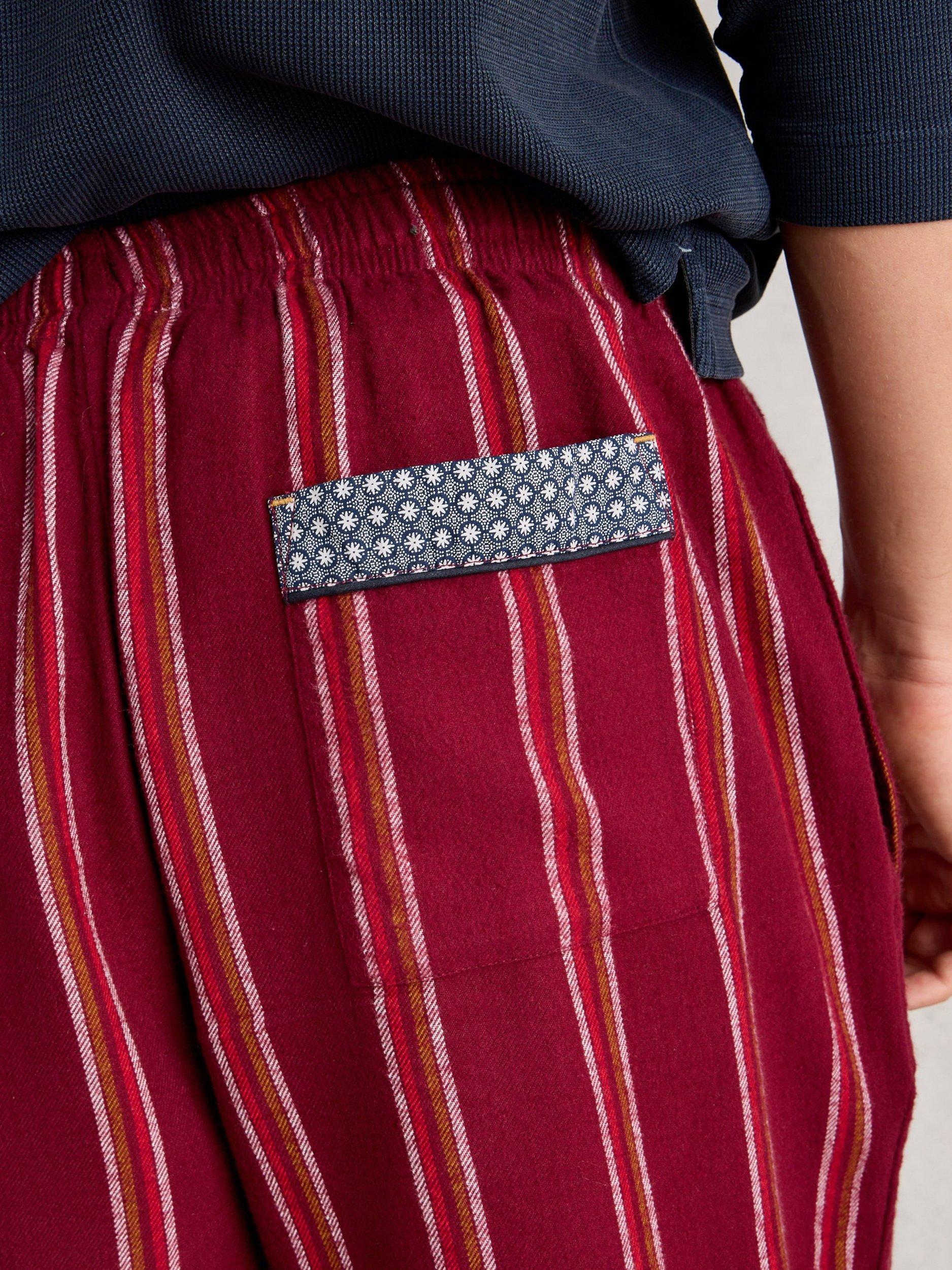 Product image 3 of 6, which shows White Stuff Moorland Stripe Cotton Pyjama Bottoms, Dk Plum, XL