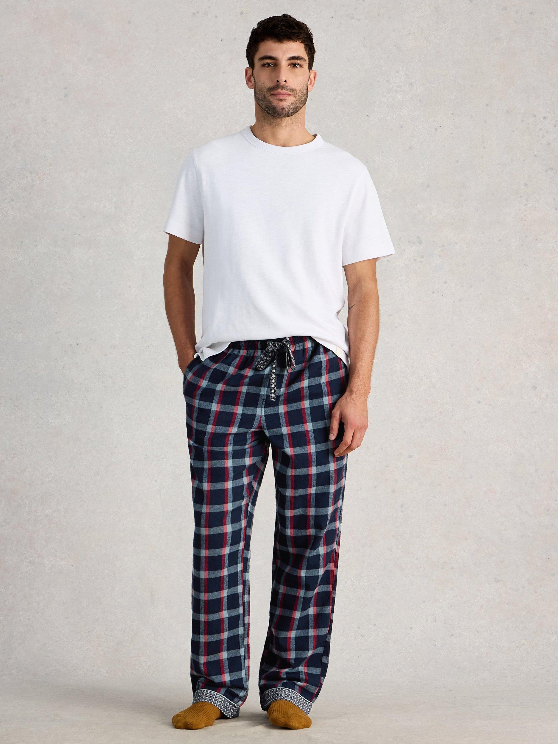 White Stuff Moorland Check Cotton Pyjama Bottoms, Dark Navy