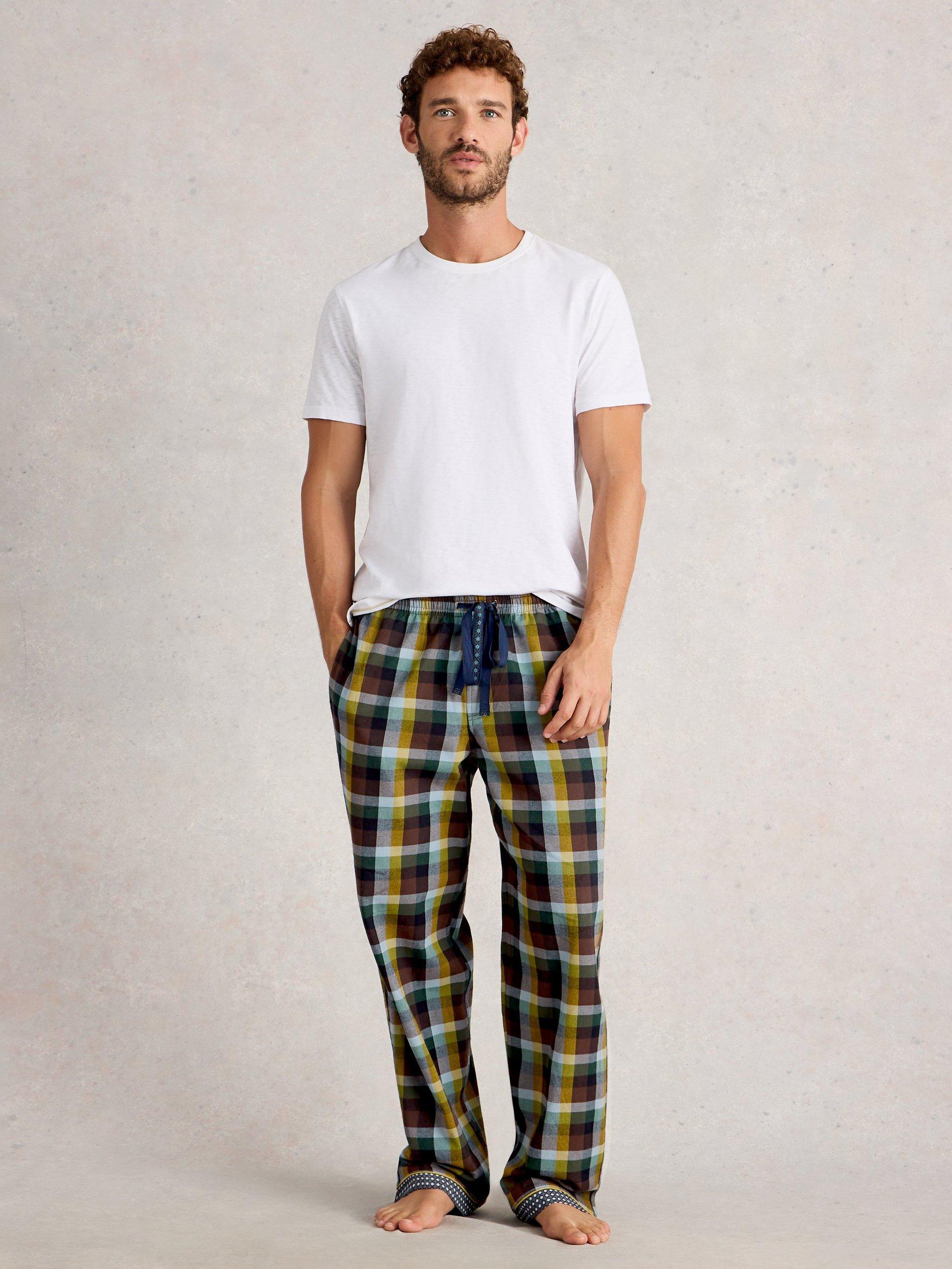 Product image 1 of 6, which shows White Stuff Moorland Check Cotton Pyjama Bottoms, Green/Multi, XXL