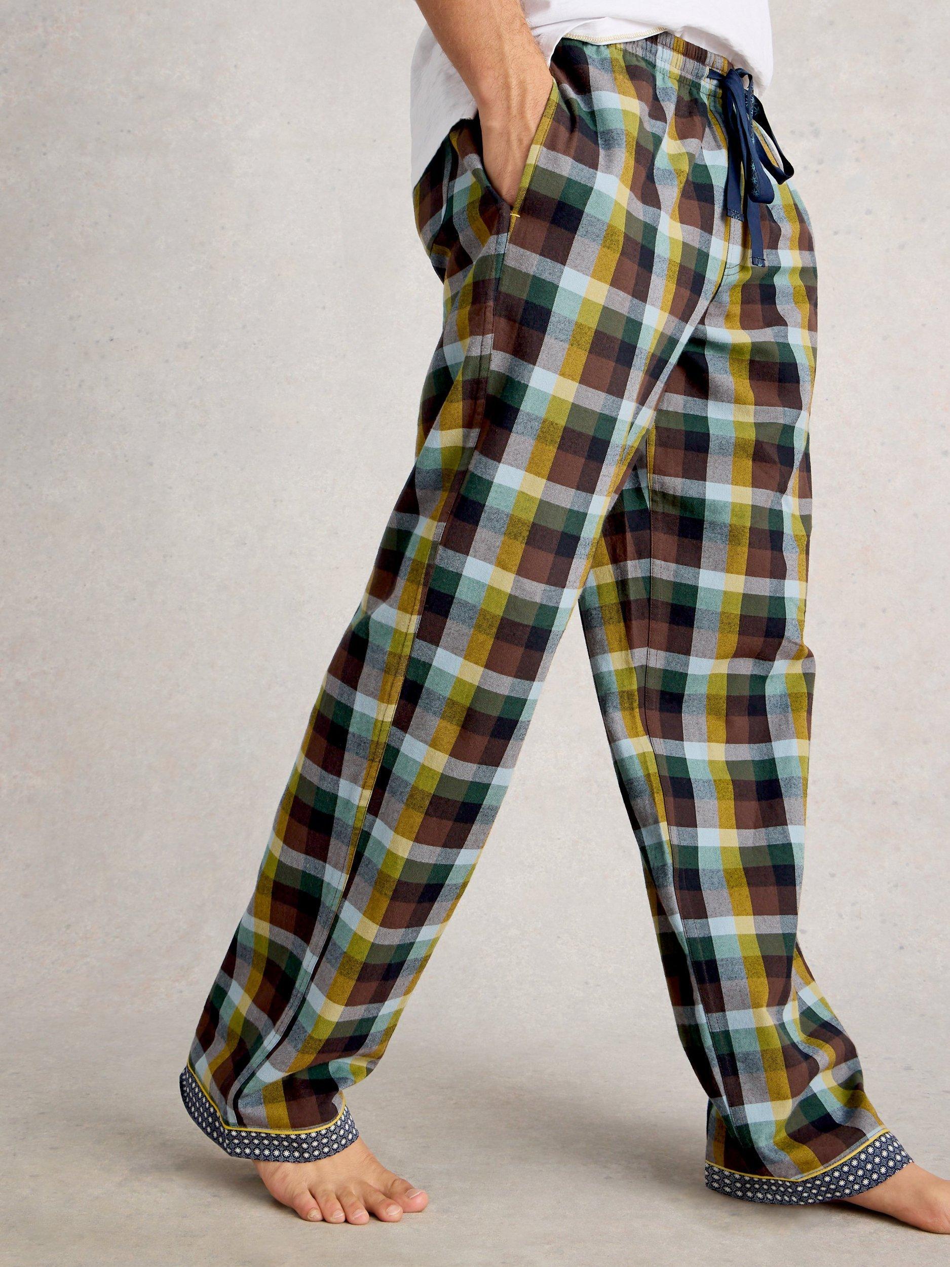Product image 3 of 6, which shows White Stuff Moorland Check Cotton Pyjama Bottoms, Green/Multi, XXL