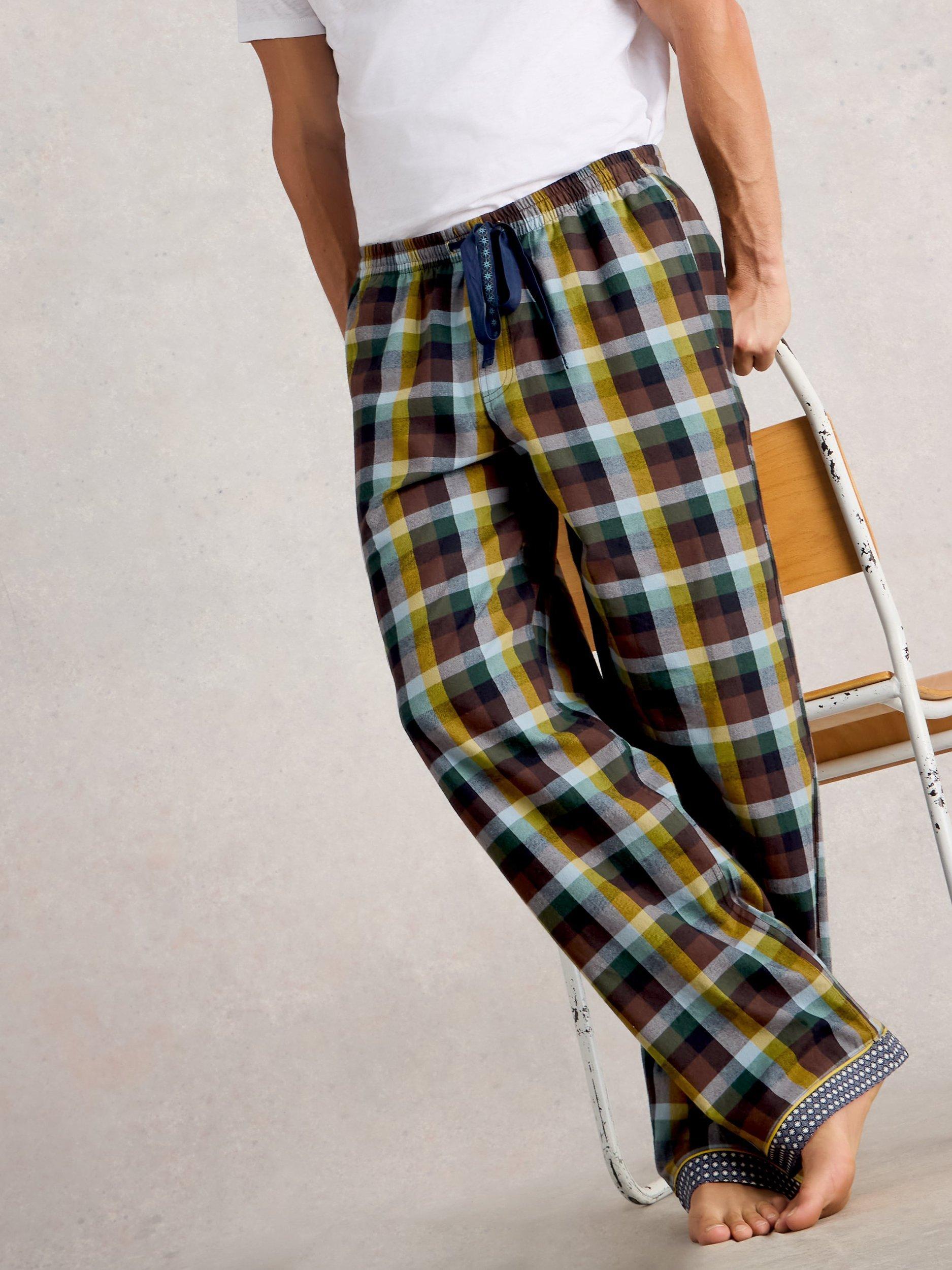 Product image 4 of 6, which shows White Stuff Moorland Check Cotton Pyjama Bottoms, Green/Multi, XXL