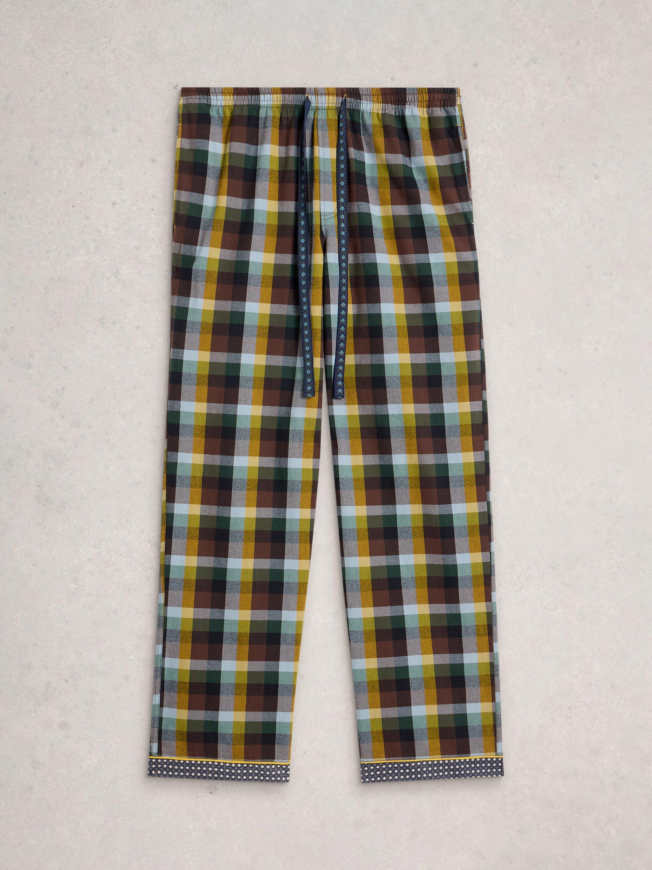 Product image 5 of 6, which shows White Stuff Moorland Check Cotton Pyjama Bottoms, Green/Multi, XXL