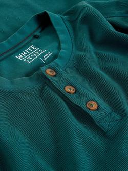 White Stuff Helston Cotton Henley Pyjama Top, Mid Green - view 2, Mid Green