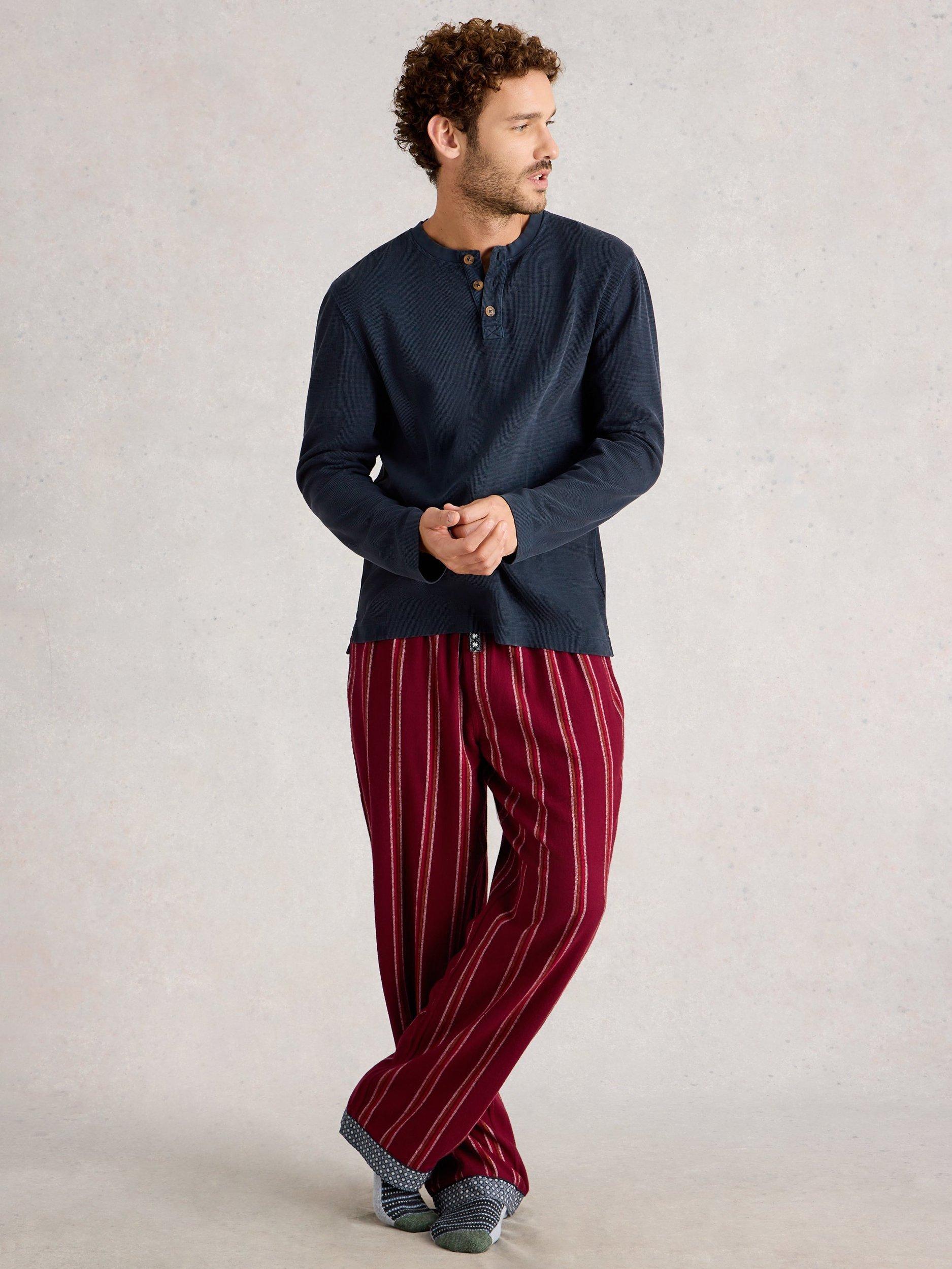 Product image 1 of 6, which shows White Stuff Cotton Henley Pyjama Top, Dark Navy, S