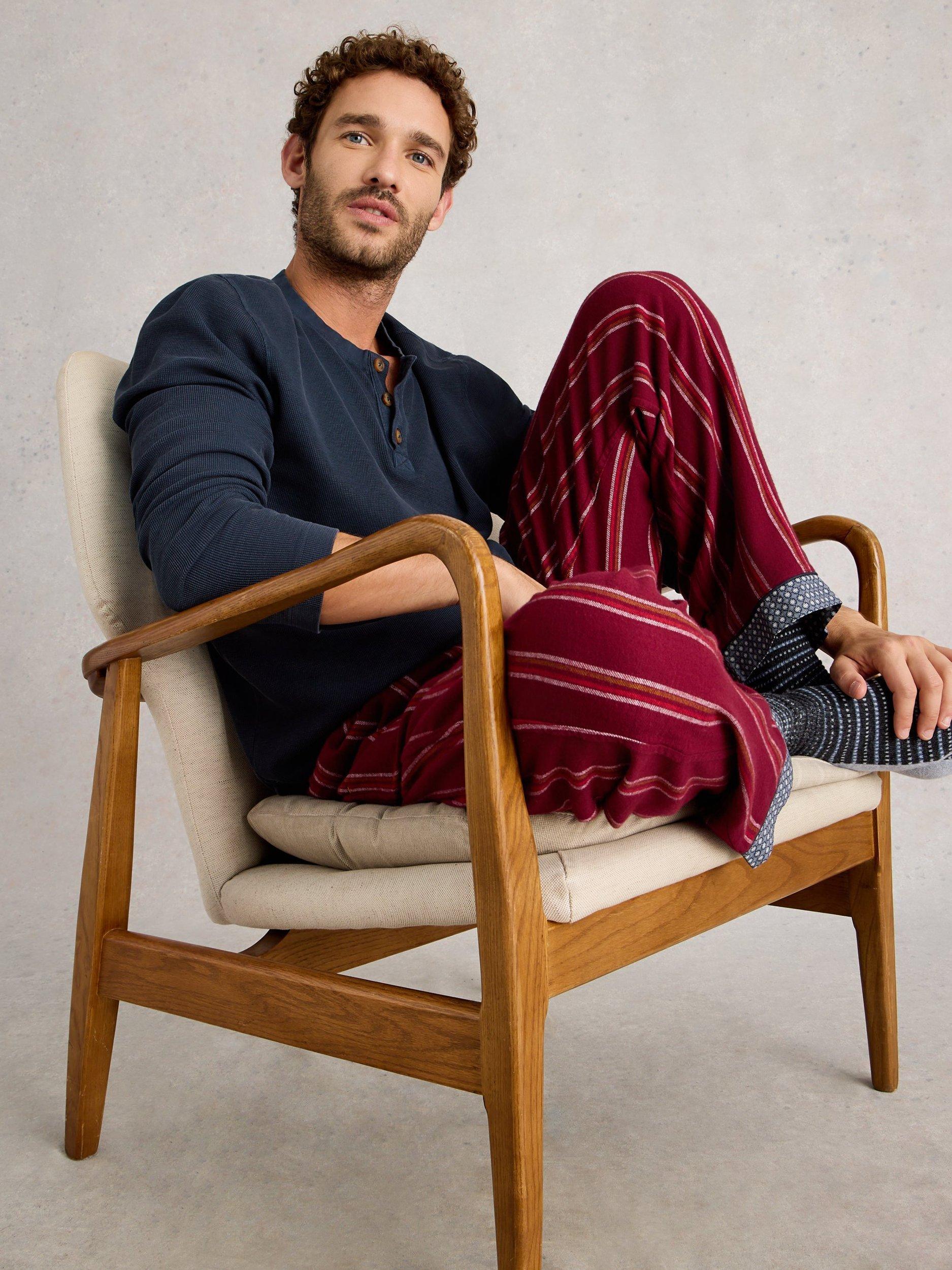 Product image 4 of 6, which shows White Stuff Cotton Henley Pyjama Top, Dark Navy, S