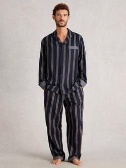 White Stuff Moorland Stripe Cotton Pyjama Bottoms, Navy/Multi, Navy/Multi