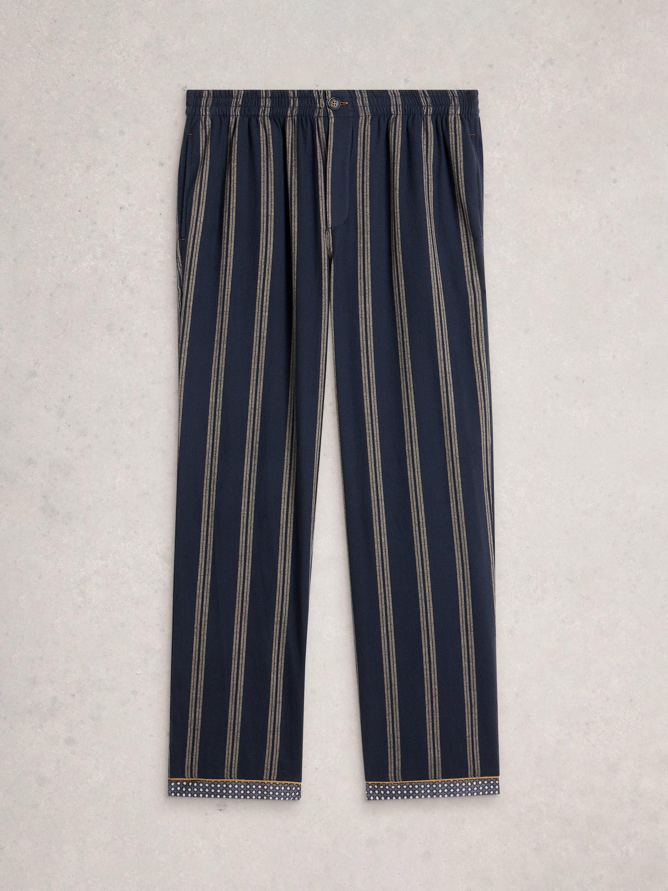 Product image 5 of 6, which shows White Stuff Moorland Stripe Cotton Pyjama Bottoms, Navy/Multi, S