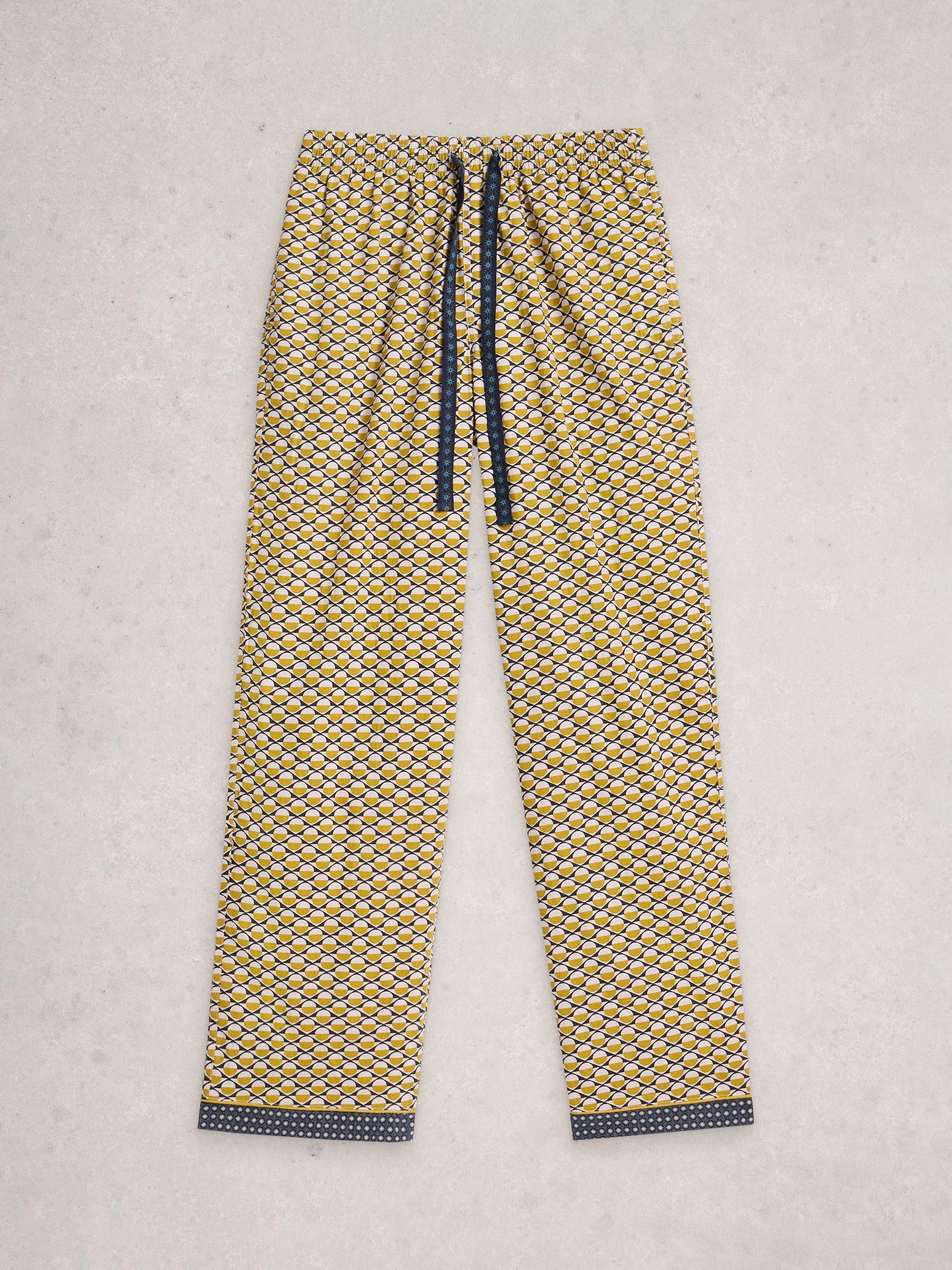 Product image 5 of 6, which shows White Stuff Wells Geometric Cotton Pyjama Bottoms, Yellow, S