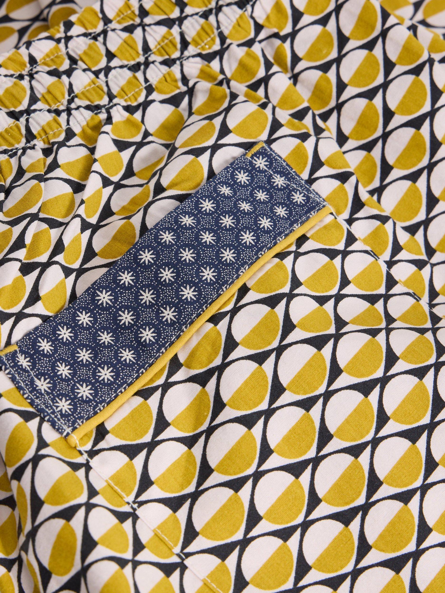 Product image 6 of 6, which shows White Stuff Wells Geometric Cotton Pyjama Bottoms, Yellow, S