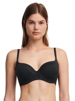 Chantelle Norah Soft Feel Floral Underwired T-Shirt Bra, Black
