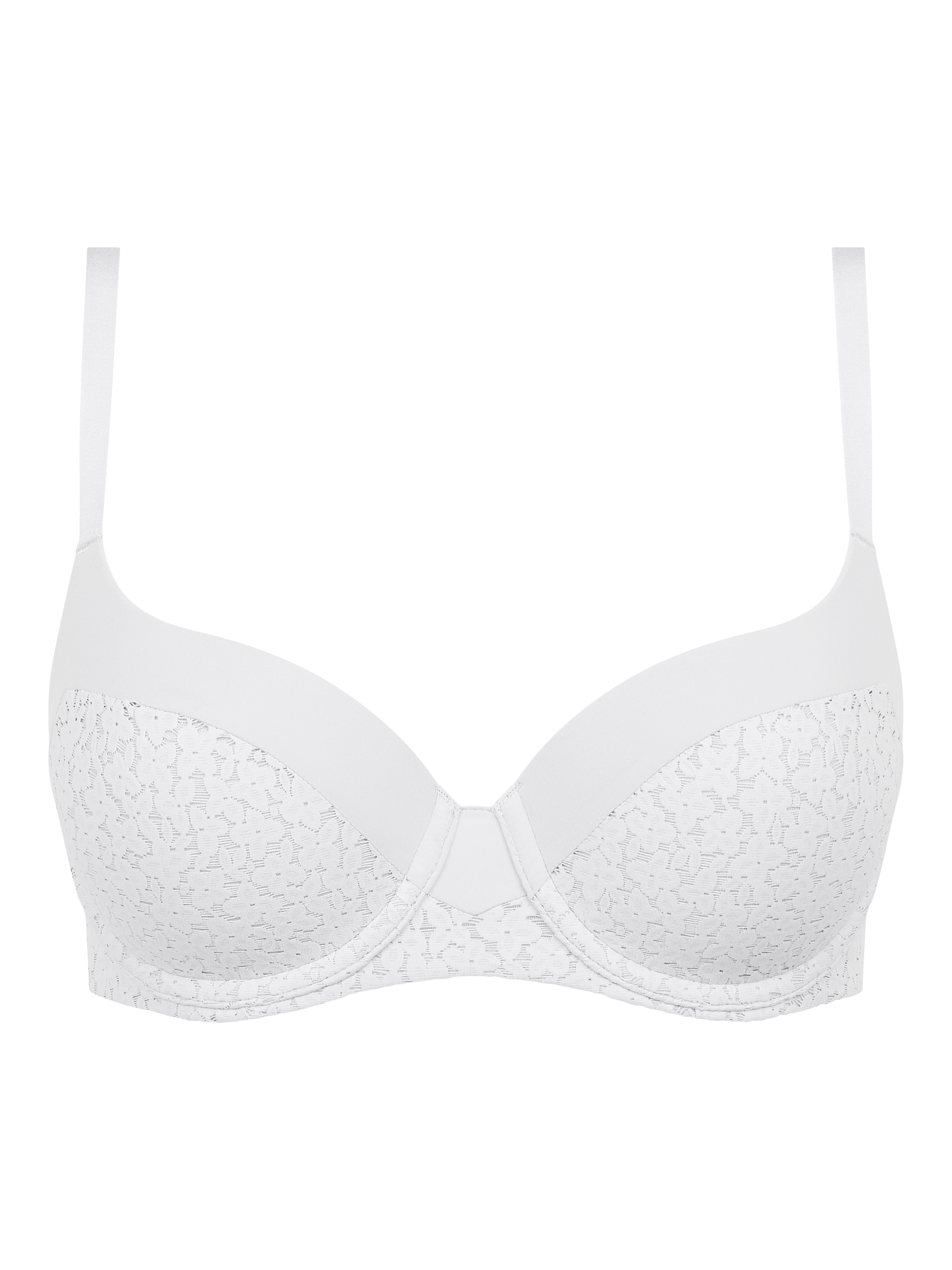 Product image 4 of 4, which shows Chantelle Norah Soft Feel Floral Underwired T-Shirt Bra, White, 32D