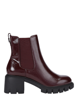 Carvela Ignite Leather Block Heel Chelsea Boots, Red