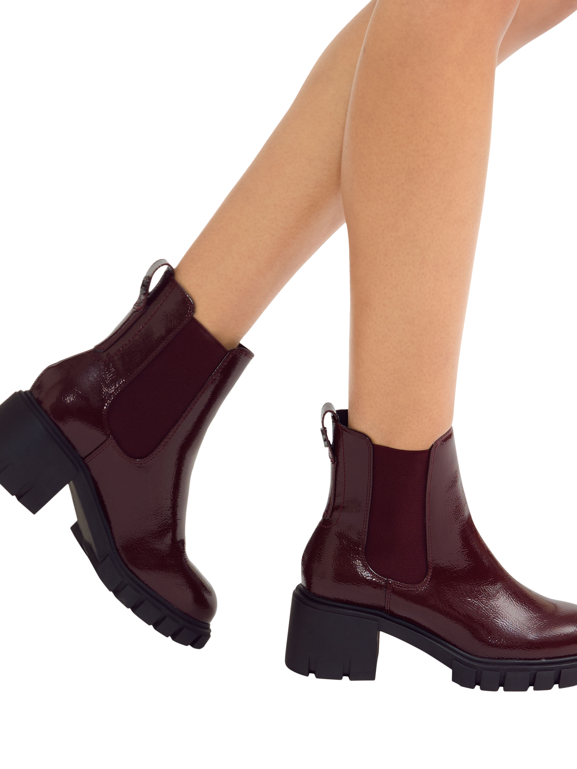 Product image 2 of 4, which shows Carvela Ignite Leather Block Heel Chelsea Boots, Red, 3