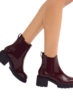 Carvela Ignite Leather Block Heel Chelsea Boots - view 2, Red