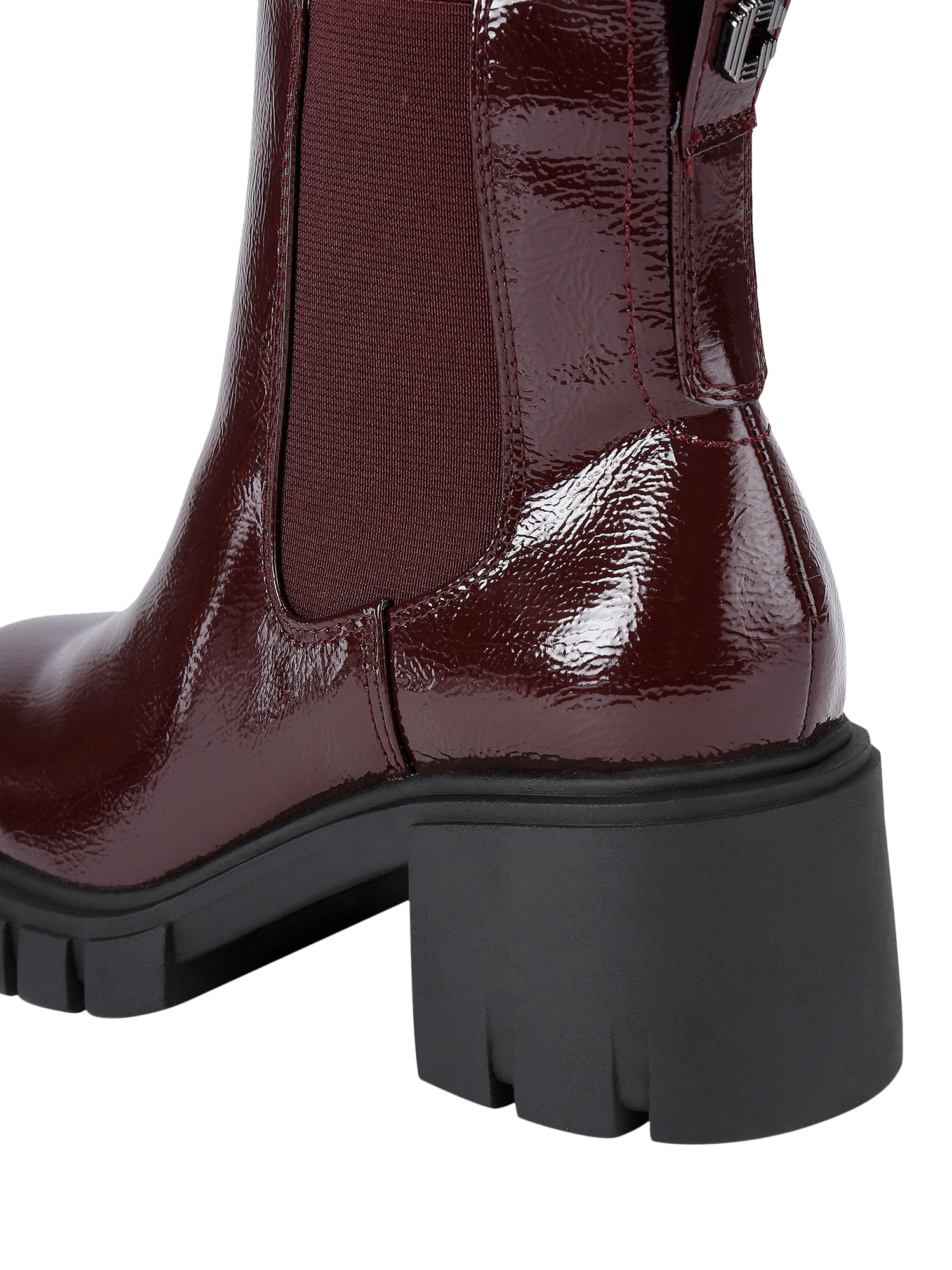 Product image 4 of 4, which shows Carvela Ignite Leather Block Heel Chelsea Boots, Red, 3
