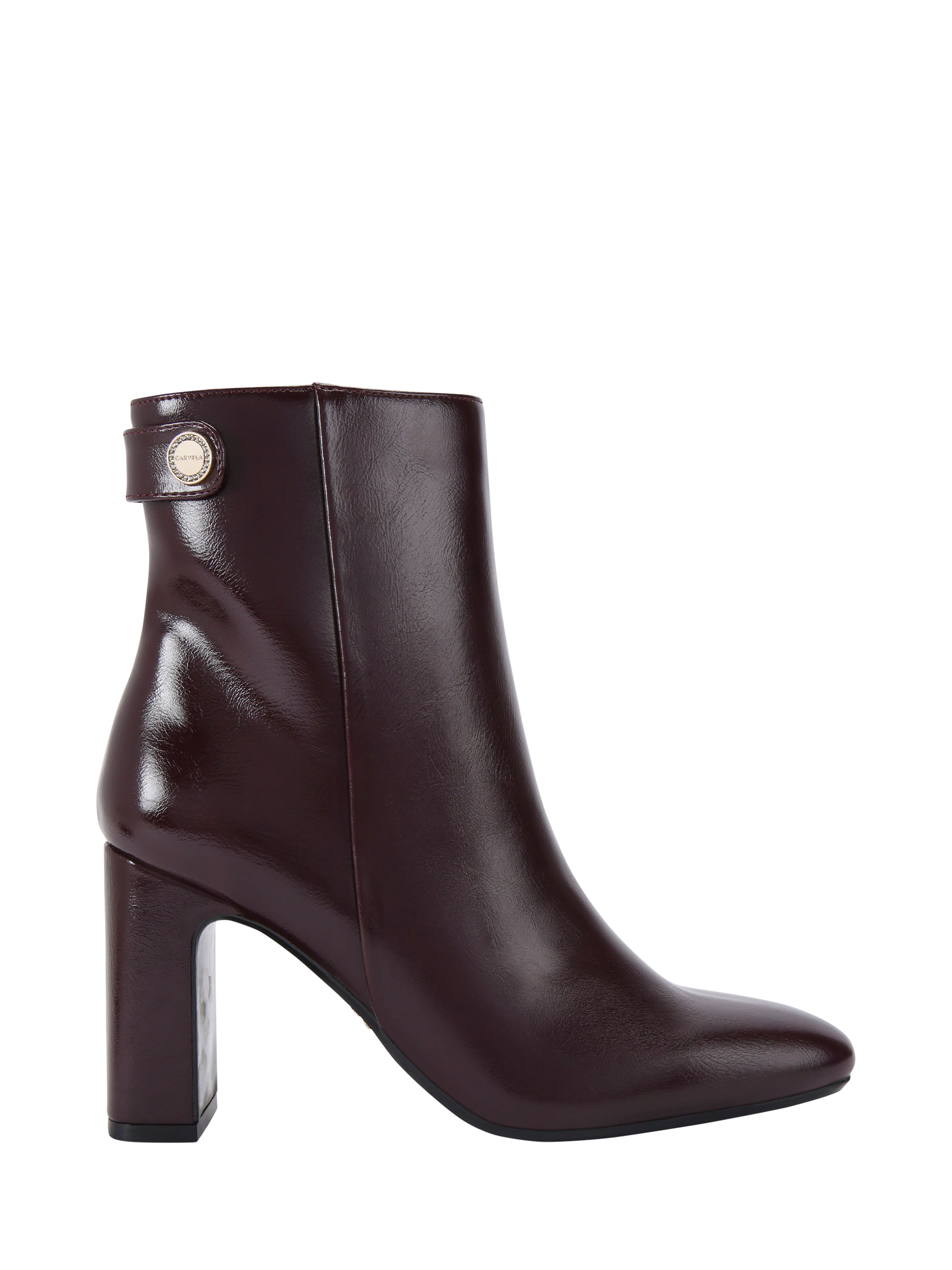 Product image 1 of 5, which shows Carvela Jackpot Block Heel Ankle Boots, Wine, 3