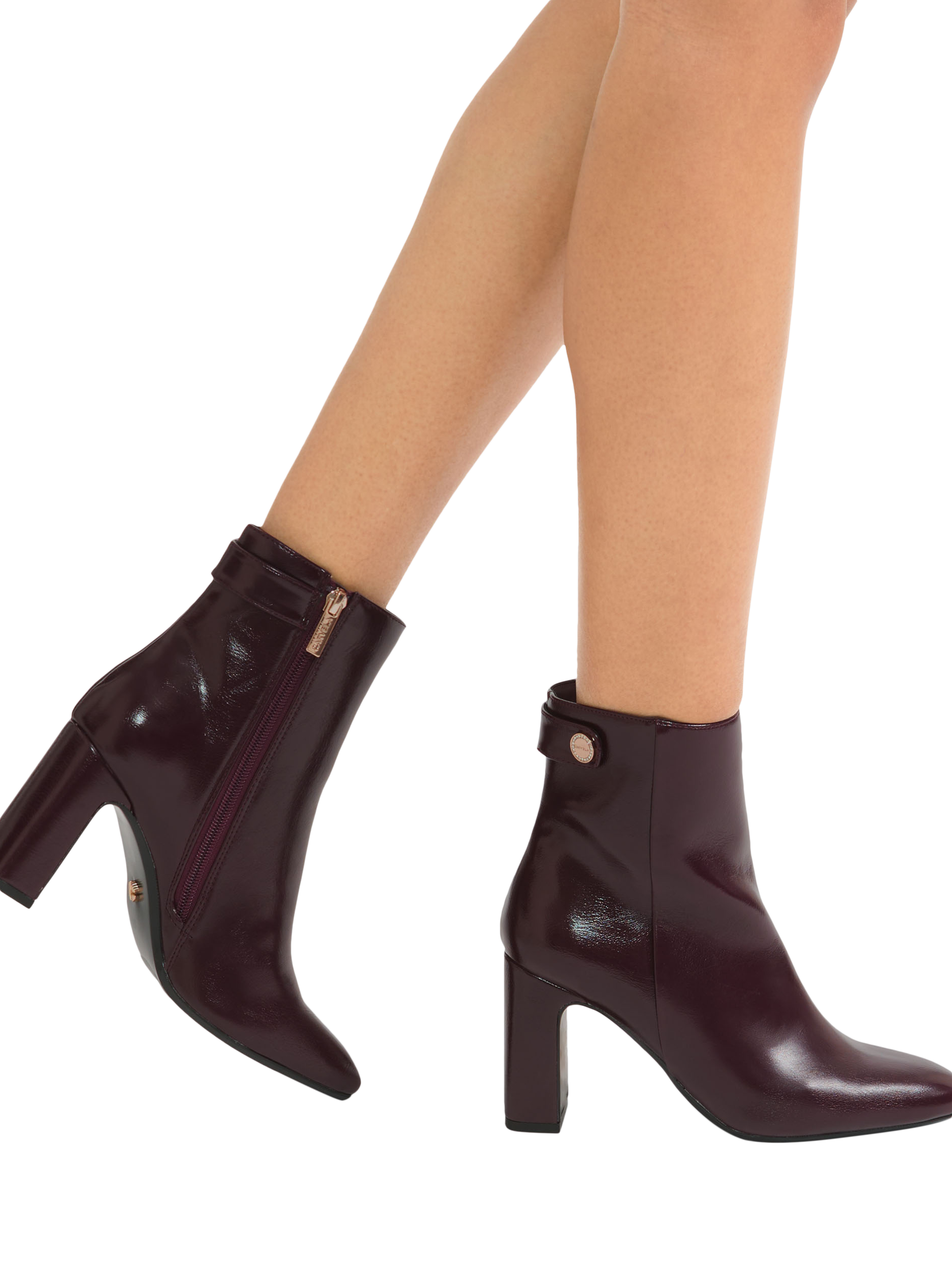 Product image 2 of 5, which shows Carvela Jackpot Block Heel Ankle Boots, Wine, 3