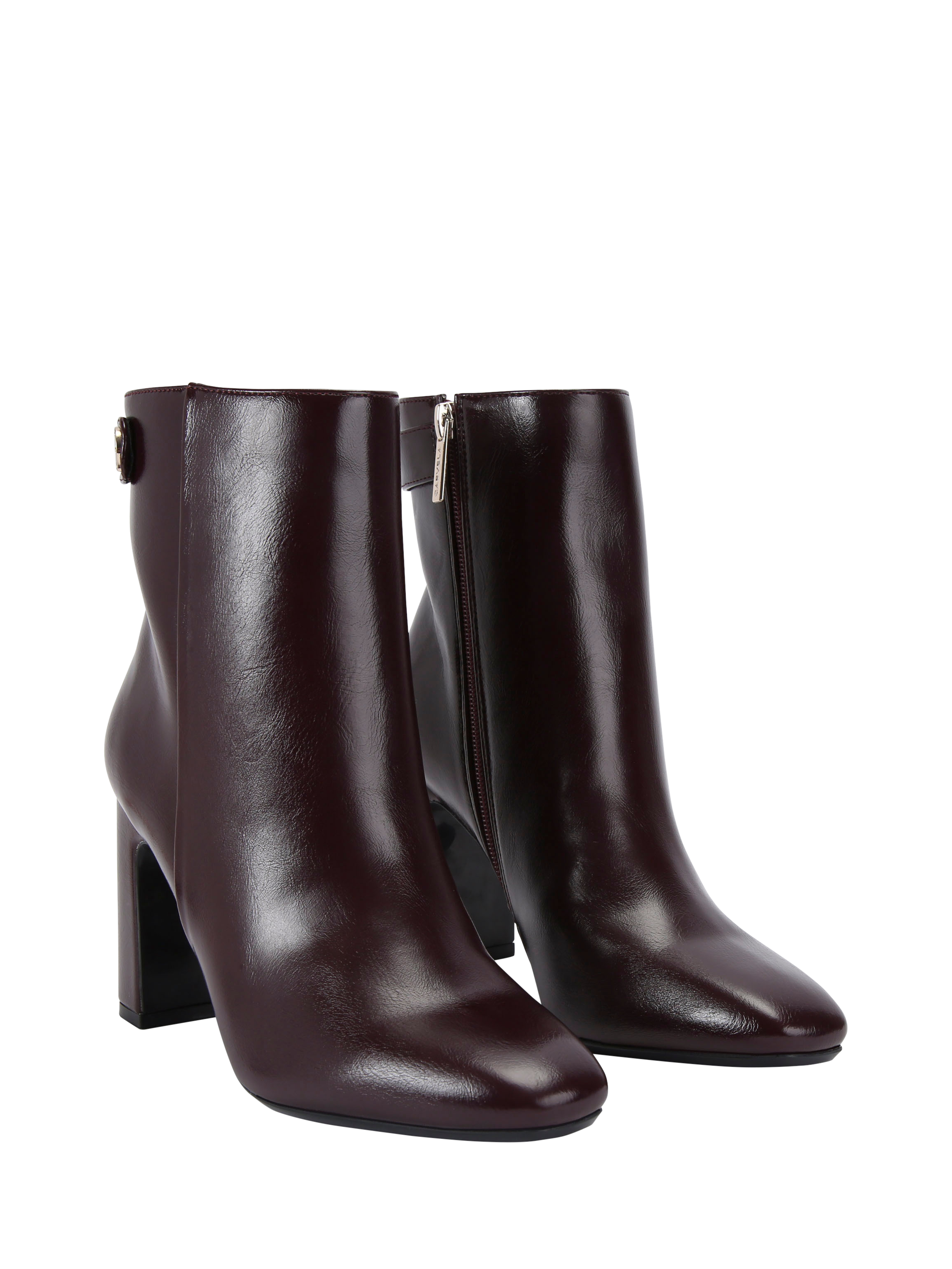 Product image 3 of 5, which shows Carvela Jackpot Block Heel Ankle Boots, Wine, 3