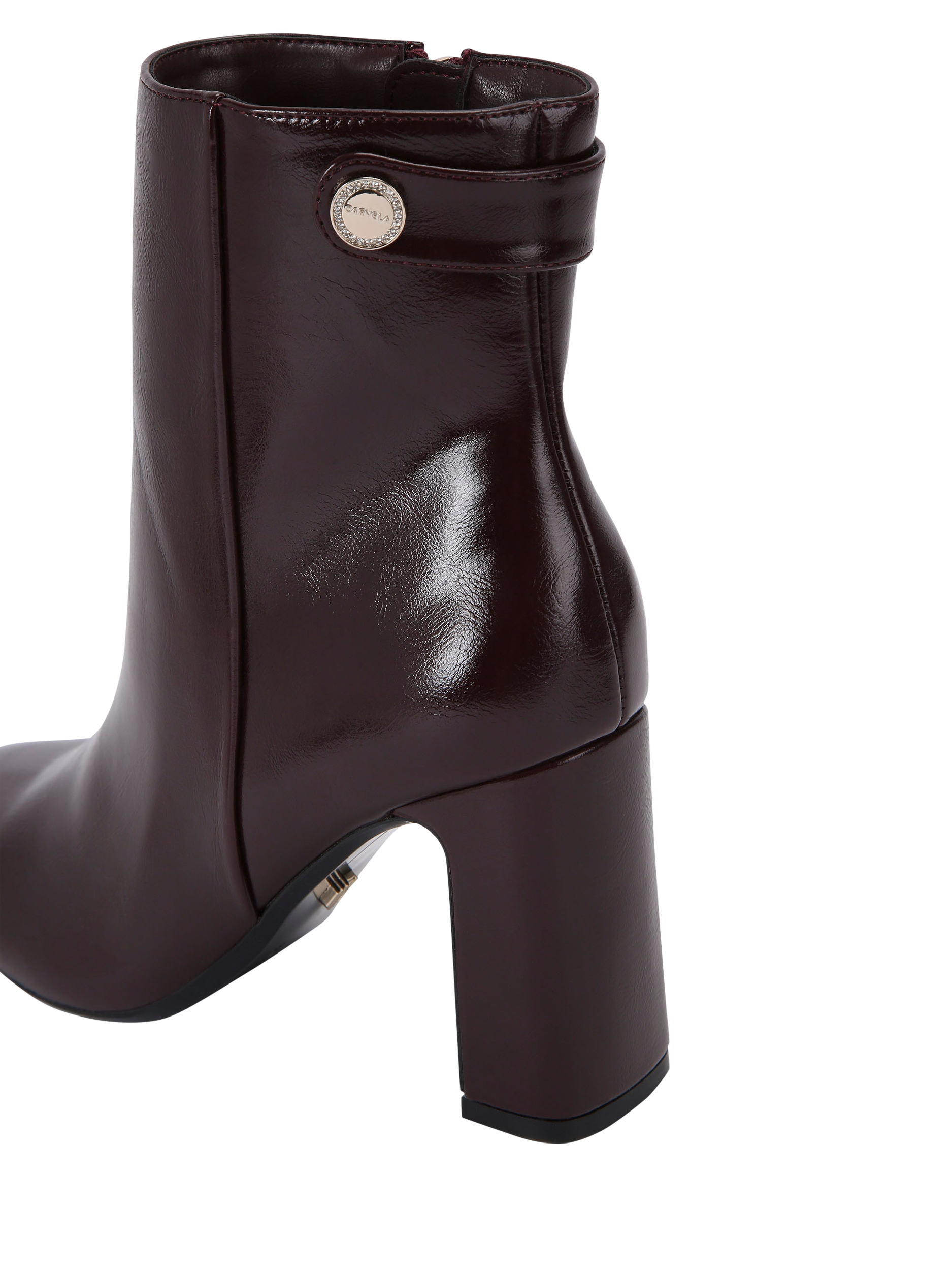 Product image 5 of 5, which shows Carvela Jackpot Block Heel Ankle Boots, Wine, 3