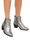 Carvela Secil Leather Metallic Ankle Boots, Gunmetal
