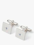 Simon Carter Swarovski Crystal Star Sterling Silver Square Cufflinks, Silver/Blue