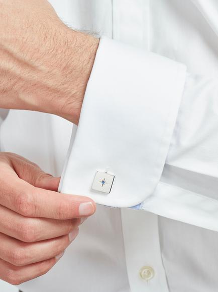 Simon Carter Swarovski Crystal Star Sterling Silver Square Cufflinks, Silver/Blue - view 2, Mid Blue