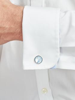 Simon Carter Mother of Pearl Sterling Silver Round Cufflinks - view 2, Light Blue
