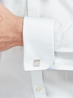 Simon Carter Criss Cross Embossed Cufflinks, Silver - view 2, Silver