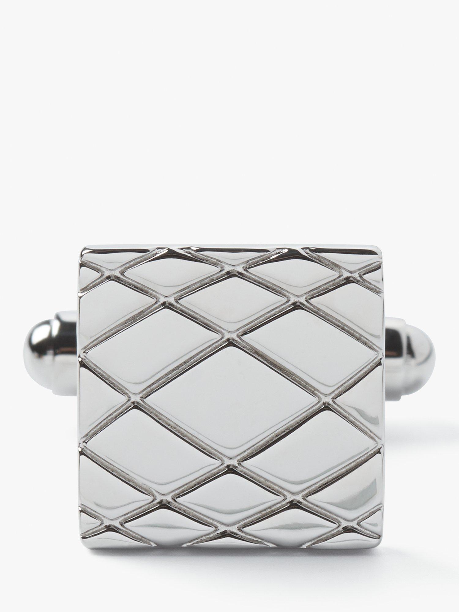 Product image 4 of 5, which shows Simon Carter Criss Cross Embossed Cufflinks, Silver