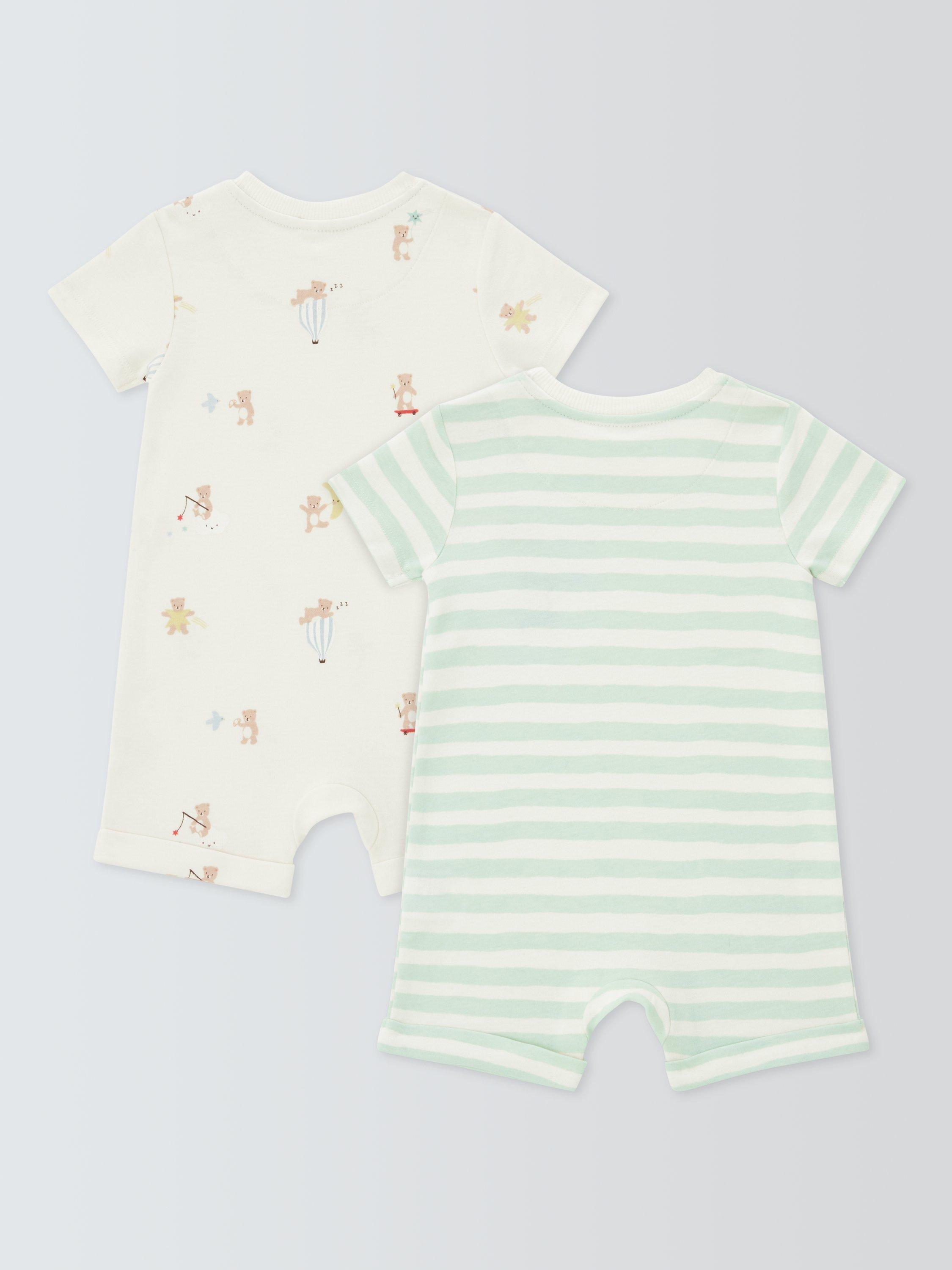 Product image 2 of 3, which shows John Lewis Baby Teddy Rompers, Pack of 2, Multi, Newborn