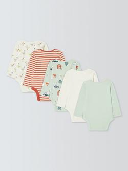 John Lewis Baby Farm Friends Long Sleeve Bodysuits, Pack of 5, Multi - view 2, Multi