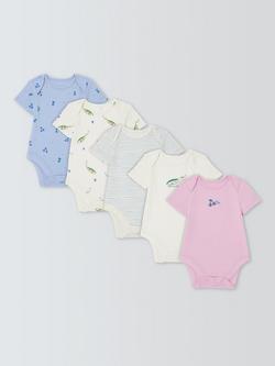 John Lewis Baby Peas In A Pod Short Sleeve Bodysuits, Pack of 5, Blue, Blue