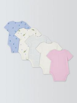 John Lewis Baby Peas In A Pod Short Sleeve Bodysuits, Pack of 5, Blue - view 2, Blue