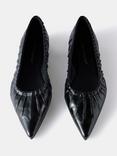 Mint Velvet  Arella Leather Ruched Flat Ballerina Pumps, Black
