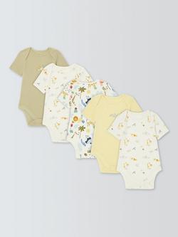 John Lewis Baby Safari Bodysuits, Pack of 5, Natural, Natural