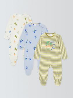 John Lewis Baby Fruit Market Sleepsuits, Pack of 3, Multi, Multi