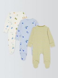 John Lewis Baby Fruit Market Sleepsuits, Pack of 3, Multi - view 2, Multi