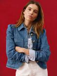 Mint Velvet Button Detail Denim Jacket, Indigo Blue