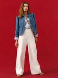 Mint Velvet Button Detail Denim Jacket, Indigo Blue