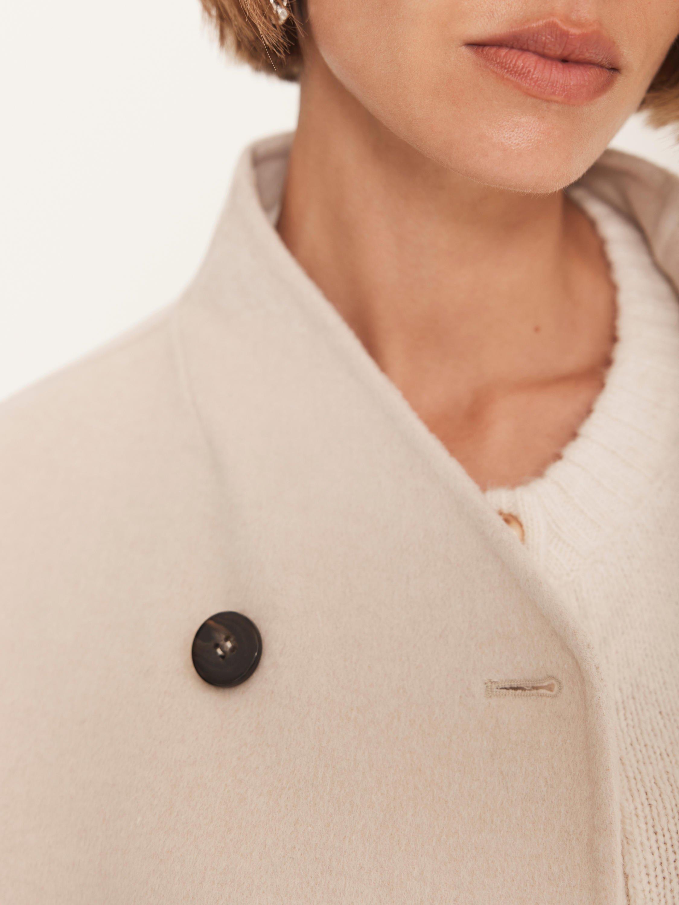 Product image 5 of 8, which shows Mint Velvet Scarf Wool Blend Coat, White, XS