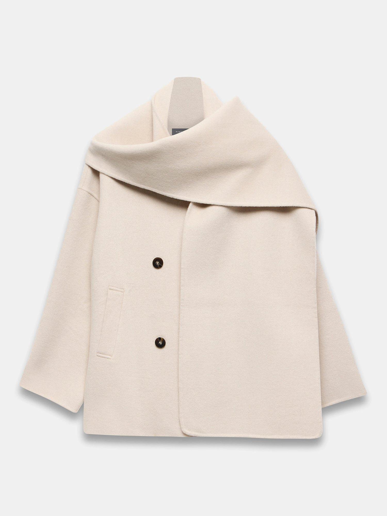 Product image 7 of 8, which shows Mint Velvet Scarf Wool Blend Coat, White, XS