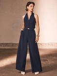 Mint Velvet Tuxedo Waistcoat, Navy Blue