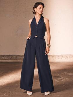 Mint Velvet Tuxedo Waistcoat, Navy Blue, Navy Blue