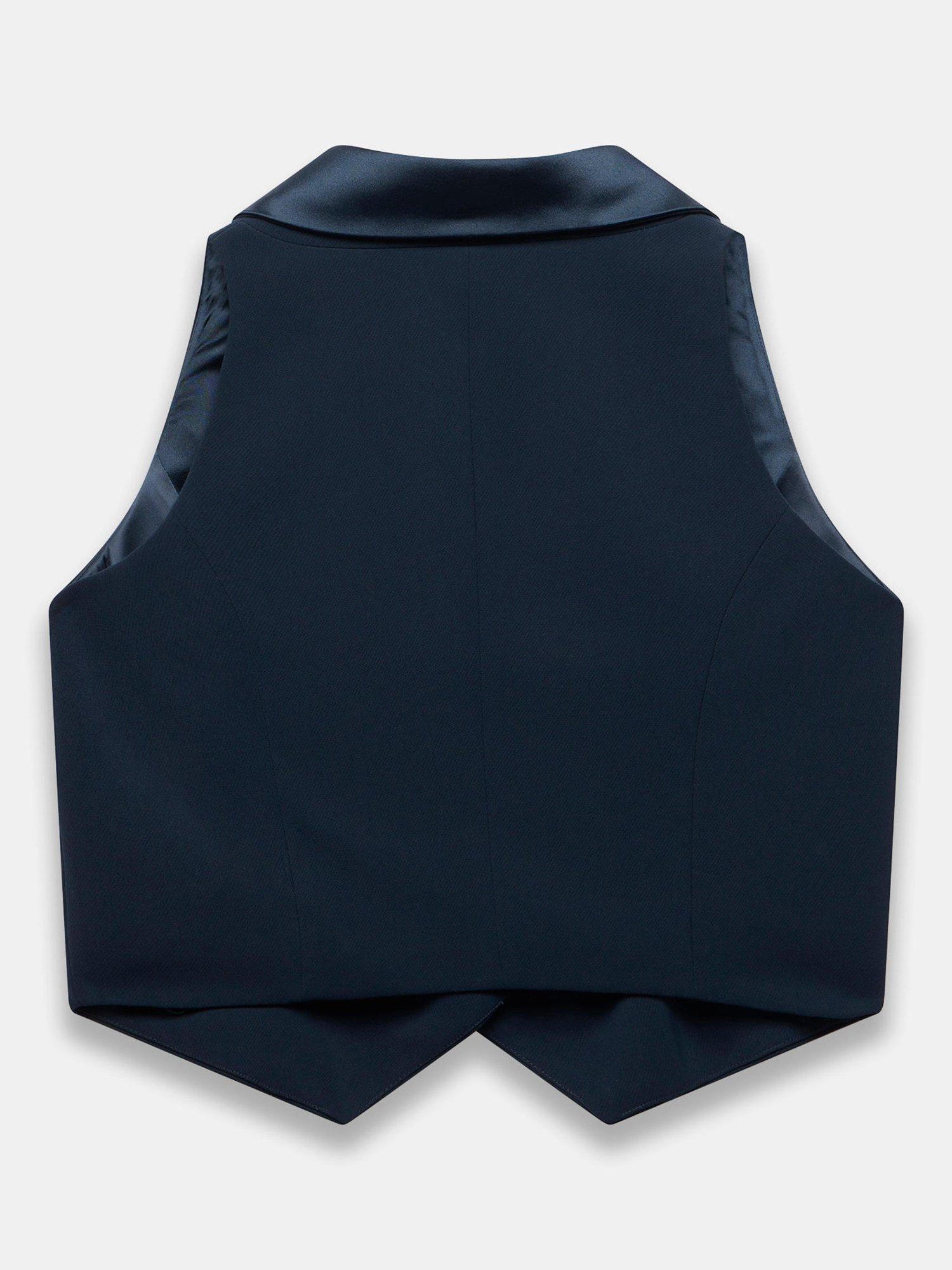 Product image 8 of 8, which shows Mint Velvet Tuxedo Waistcoat, Navy Blue, 6