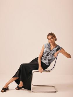 Mint Velvet Floral Zip Top, Grey/Multi, Grey/Multi