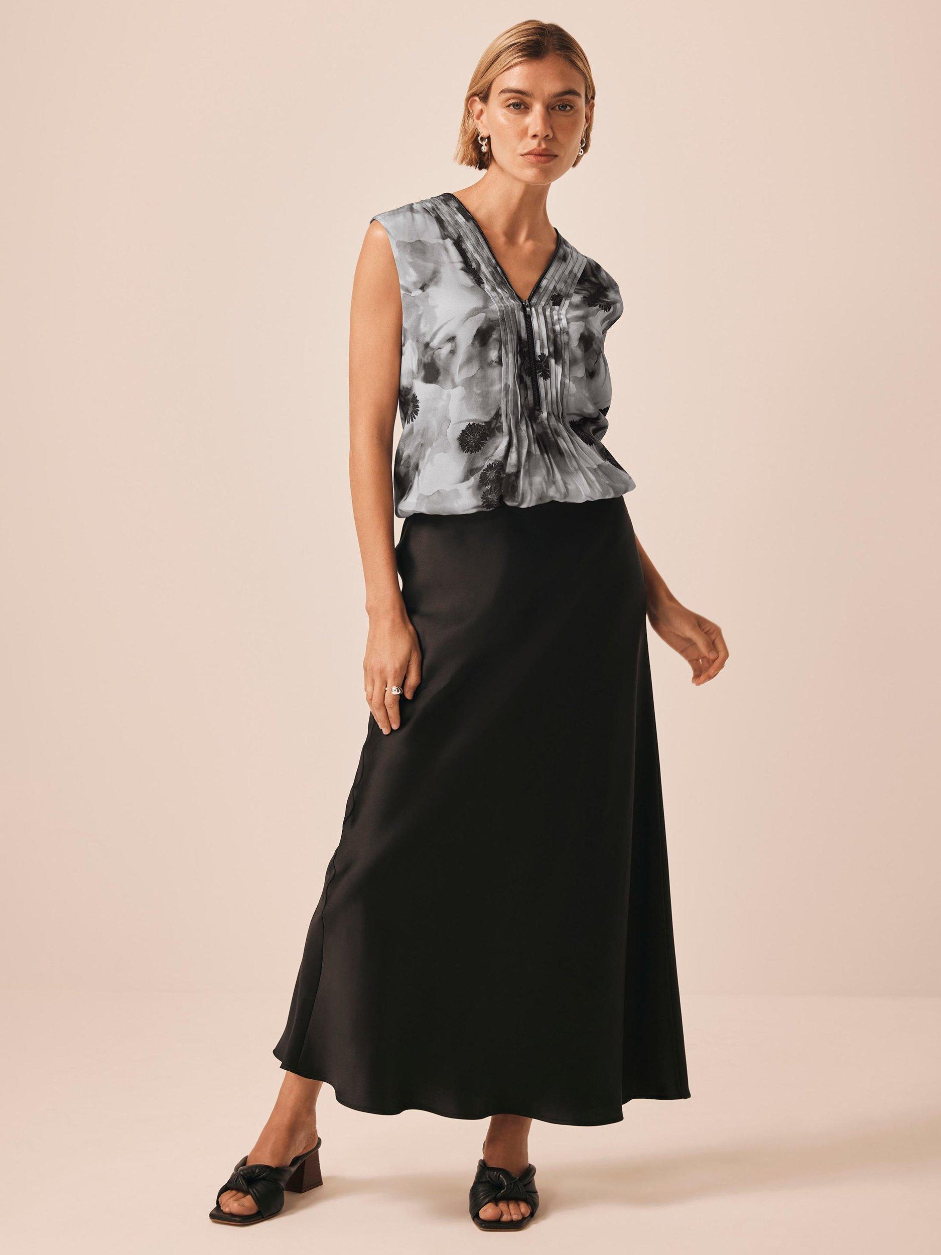 Product image 5 of 7, which shows Mint Velvet Floral Zip Top, Grey/Multi, XS