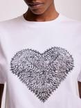 Mint Velvet Lace Print Heart T-Shirt, Ivory